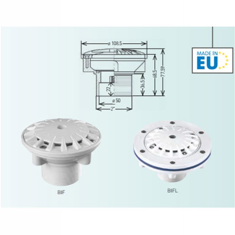 Đầu phun đáy dùng cho bê tông, polyester hoặc tấm lót