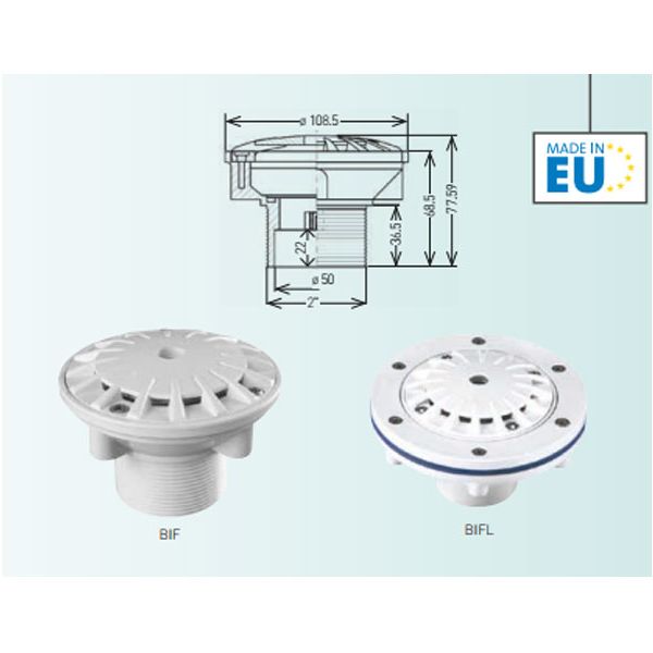 Đầu phun đáy dùng cho bê tông, polyester hoặc tấm lót